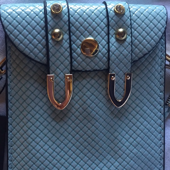 Pale Blue Leather Phone Crossbody Bag - Picture 4 of 8